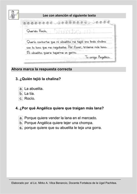 Prueba Ece Comunicacion Cuarto De Primaria