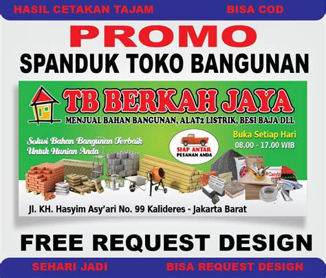 Cetak Spanduk Banner Toko Bangunan Bisa Request Custom Lazada Indonesia