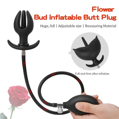 Flower Inflating Butt Plug Pump Up Air Filled Ass Sex Toy