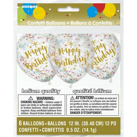 Ballons Happy Birthday Or Et Confettis Multicolores Pour L