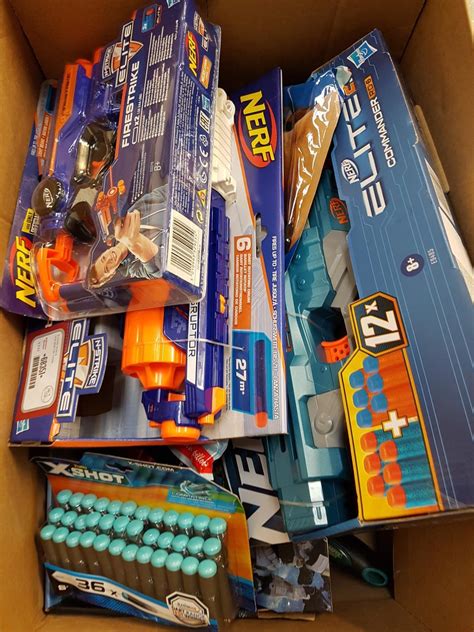 One Boxes Of Miscellaneous Items Including Nerf Guns X Shot Ammunition Etc