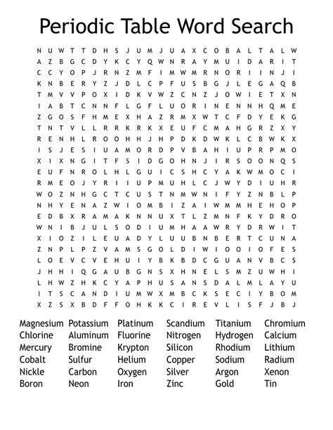 Periodic Table Word Search