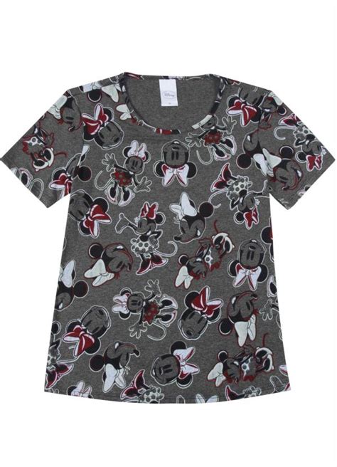 T Shirt Em Viscose Estampa Rotativa Cinza Disney By Cativa