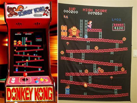 BIG Donkey Kong Arcade Game Tapestry Inches Retro Pixel Perfect Game