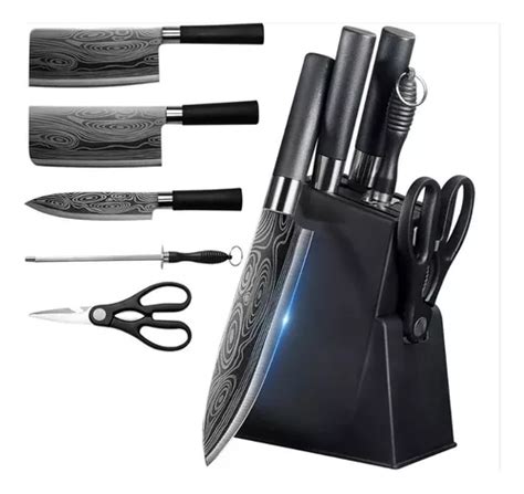 Kit Facas Churrasco Antiaderente Inox 6 Peças Preto Premium Frete grátis