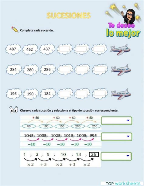 Sucesiones Con Suma Y Resta Ficha Interactiva Topworksheets Nbkomputer