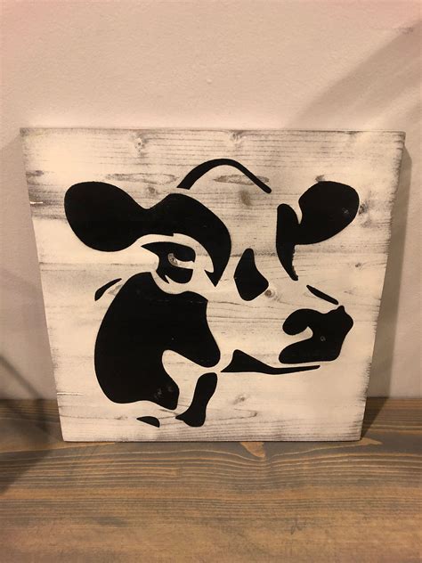 Handmade Wooden Cow Sign Farmhouse Distressed Rustic Etsy