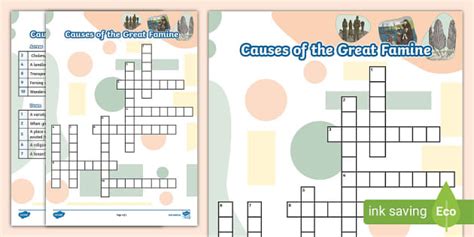 Causes Of The Great Famine Crossword L Enseignant A Fait