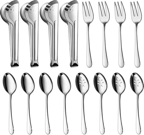 Mirdinner Serving Set 16 Pcs Stainless Steel Serving Utensil Hostess Set With Serving Spoon