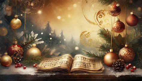 Sheet Music With Sheet Music And Christmas Stock Illustration