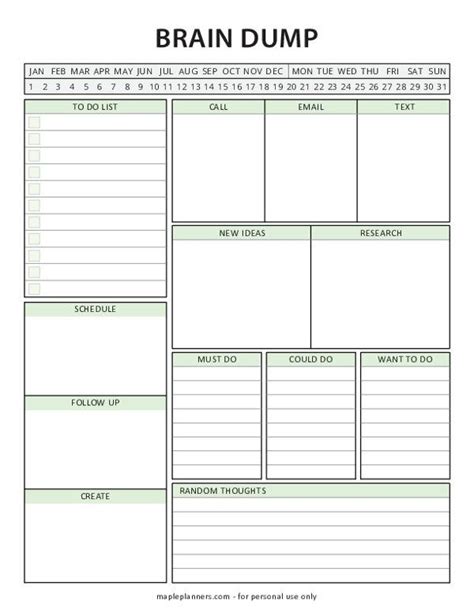 Brain Dump Template To Do List Printable In To Do Lists