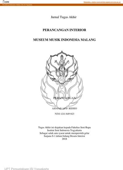 Jurnal Tugas Akhir PERANCANGAN INTERIOR MUSEUM MUSIK INDONESIA MALANG