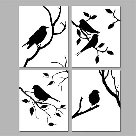 Bird Decor Bird Wall Art Bird Art Bird Prints Set of 4 Birds | Etsy