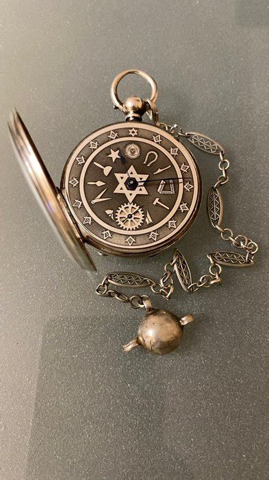 Antique Silver Masonic Silver Dial Pocket Watch No Catawiki