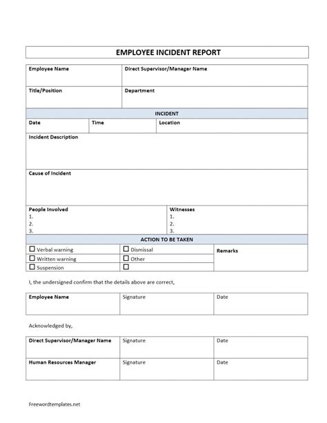 Editable Safety Incident Report Form Template Word Example Book Report