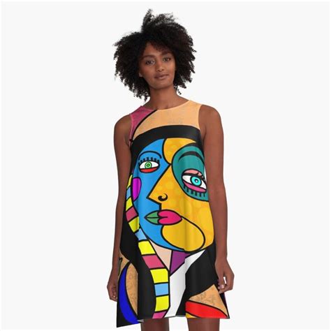 Funky Abstract Mona Lisa Art Face A Line Dress By Jantulov A Line