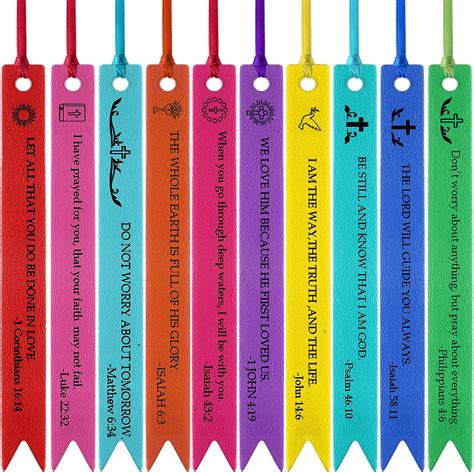 Yeaqee Pcs Leather Bible Verse Bookmarks Colored Christian Bookmarks