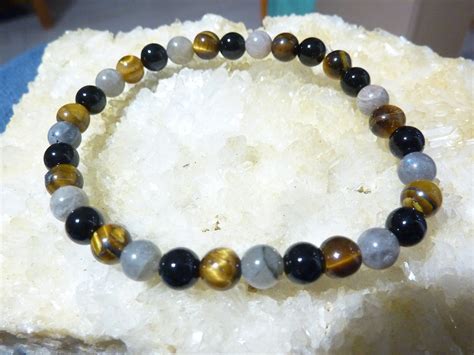 Bracelet Oeil De Tigre Labradorite Tourmaline Noire