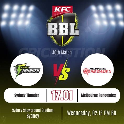 Fantasy Tips Sydney Thunder Vs Melbourne Renegades Big Bash League