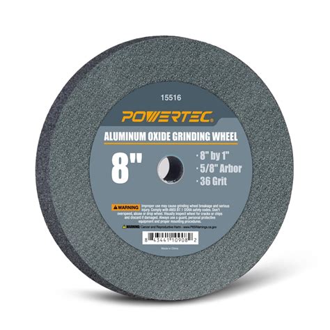 Powertec 36 Grit Bench Grinding Wheel 8 X 1 58 Arbor Aluminum Oxide 15516