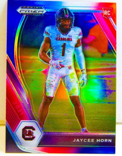 Jaycee Horn RC 2021 Prizm Draft Picks Football Red White Blue Rookie