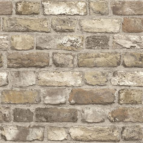 Grandeco Country brick Neutral Faux wall Matt Wallpaper | Departments | DIY at B&Q