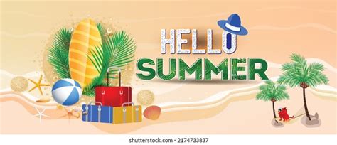 Hello Summer Holiday Beach Vacation Theme Stock Vector Royalty Free