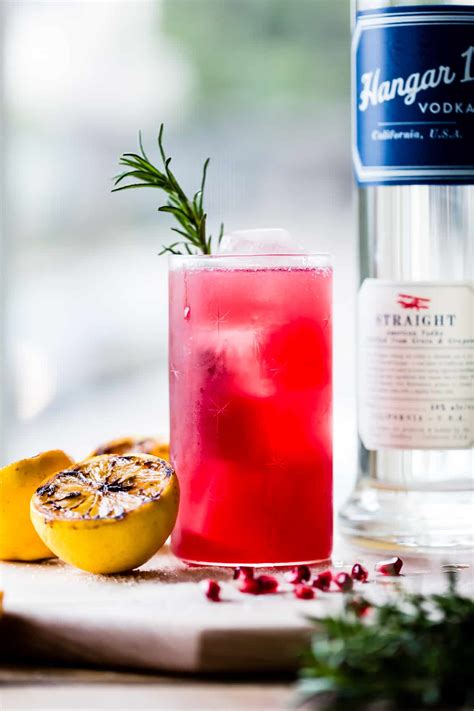 Rosemary Pomegranate And Grilled Meyer Lemon Vodka Sparklers • The Bojon Gourmet