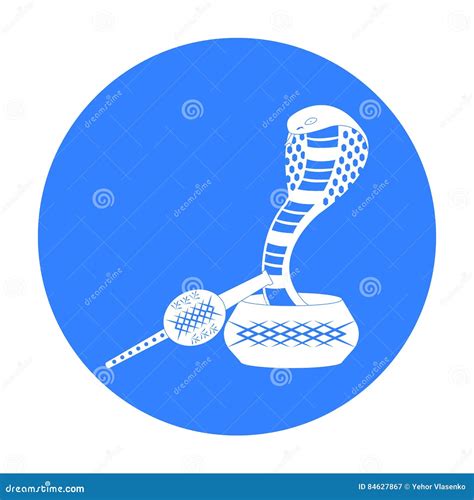 Snake And Pungi Icon In Monochrome Style Isolated On White Background
