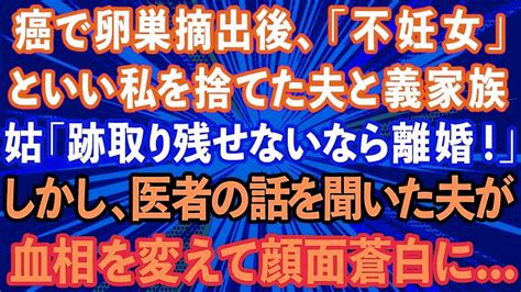 【スカッとする話】癌で卵巣摘出後、「不妊女」といい私を捨てた夫と義家族。義母「跡取り残せないなら不要！」しかしこの後、医者の話を聞いた夫が血相