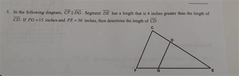 Solved In The Following Diagram Overline Cfparallel Overline Dg