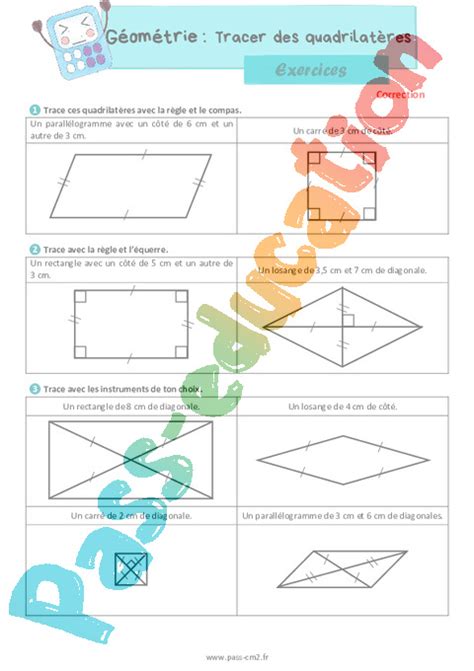 Tracer Des Quadrilat Res Exercices De G Om Trie Pour Le Cm Pdf