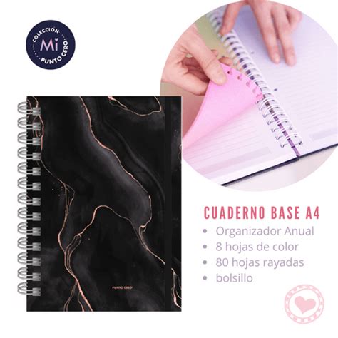 MI Cuaderno Base A4 Punto Cero T D Rayado Mármol Negro MUMI