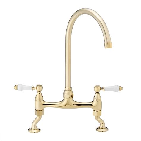 Enki Astbury Traditional Gold Bridge With Adjustable Legs Mixer Tap For