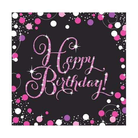 Sparkling Celebration Happy Birthday Lunch Napkins Pack Pink Big W