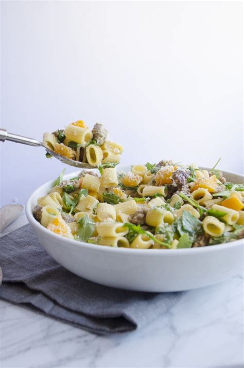 Mezzi Rigatoni With Butternut Squash And Spicy Sausage Recipe Spicy Sausage Vegetable