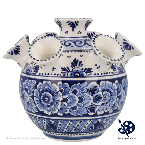 Tulip Vase Flowers Hand Painted Delft Blue Vases Vases • Souvenirs