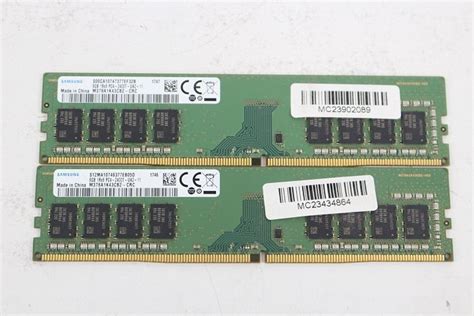 【目立った傷や汚れなし】samsung M378a1k43cb2 Crc Ddr4 Pc4 2400t 8gb×2枚セット 16gb メモリ