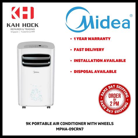 SAME DAY DELIVERY MIDEA PORTABLE AIRCON 12K BTU MPPFB 12CRN 9K BTU