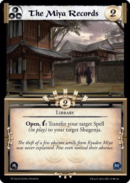 The Miya Records Card L5r Legend Of The Five Rings Wiki Fandom