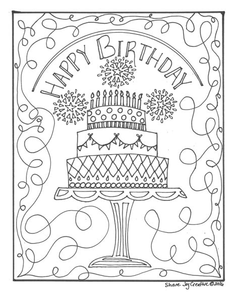 Happy Birthday Cake Coloring Page Printable (Instant Download) - Etsy