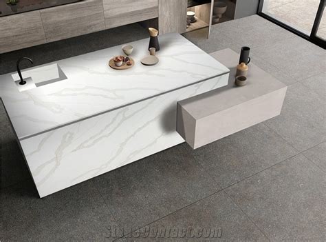 Grey Veins Calacatta Paris Quartz Slab From China