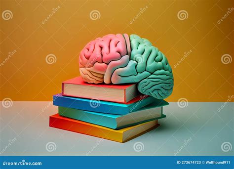 Human Brain With Books Self Care And Mental Health Concept Positive