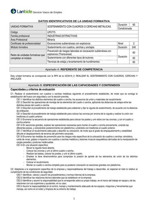 Pdf Datos Identificativos De La Unidad Formativa Apps Lanbide