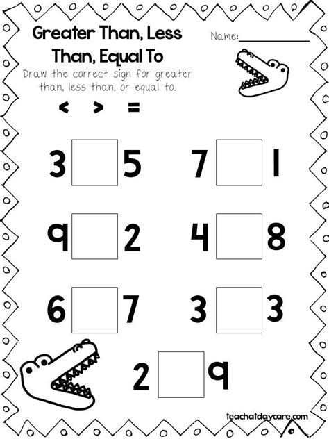 Greater Less Than Worksheets