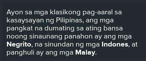 Anong Dalawang Pangkat Na Dumating Sa Pilipinas Noong Unang Panahon