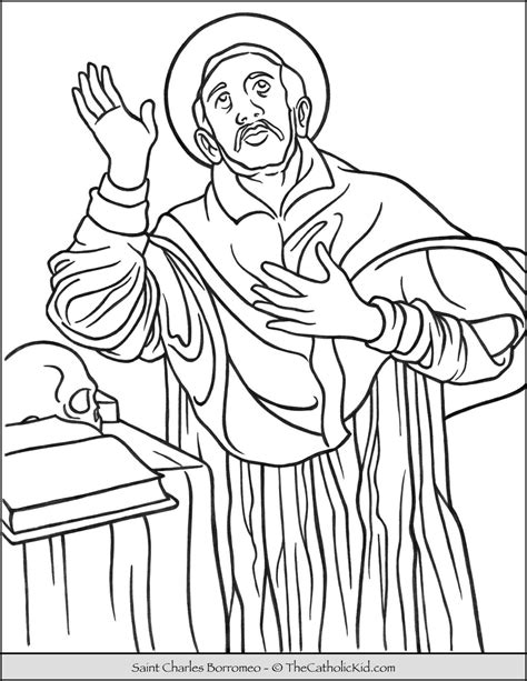 Saint Charles Borromeo Coloring Page TheCatholicKid Catholic