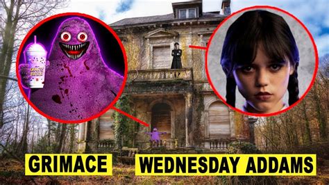 kamera überwacht WEDNESDAY ADDAMS vs GRIMACE im GRUSELIGEN HAUS um 3