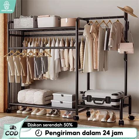 Jual Stand Hanger Serbaguna Rak Gantungan Baju Besi Jemuran Pakaian