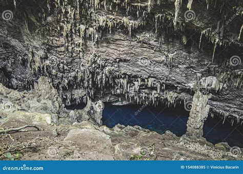 Indoors View Of The Monumento Natural Da Gruta Do Lago Azul Editorial